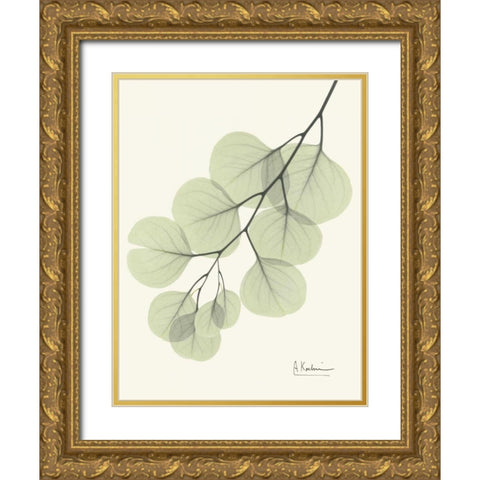 Eucalyptus Leaves in Green Gold Ornate Wood Framed Art Print with Double Matting by Koetsier, Albert
