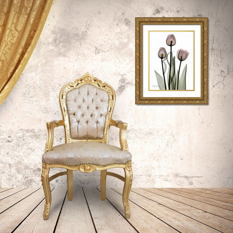 Early Tulips in Pink Gold Ornate Wood Framed Art Print with Double Matting by Koetsier, Albert