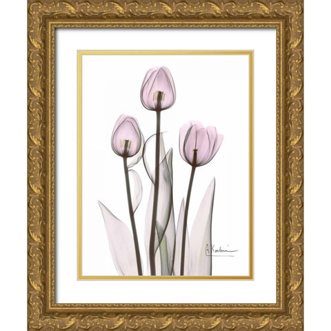 Early Tulips in Lavender Gold Ornate Wood Framed Art Print with Double Matting by Koetsier, Albert