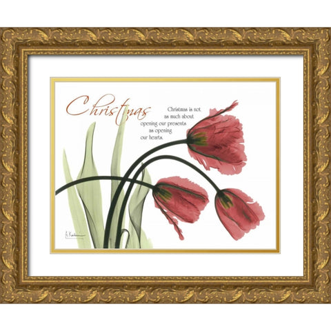 Christmas Tulips Gold Ornate Wood Framed Art Print with Double Matting by Koetsier, Albert