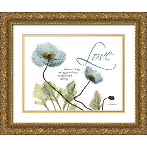 Love Poppies Gold Ornate Wood Framed Art Print with Double Matting by Koetsier, Albert