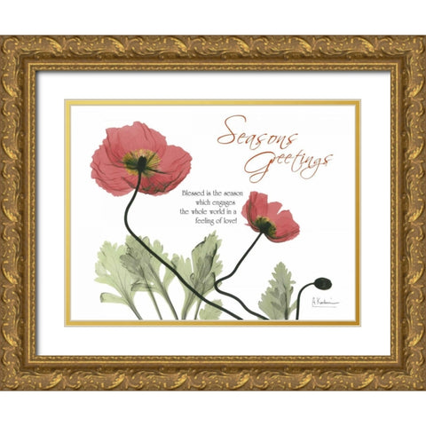 Iceland Poppies Seasons Gold Ornate Wood Framed Art Print with Double Matting by Koetsier, Albert