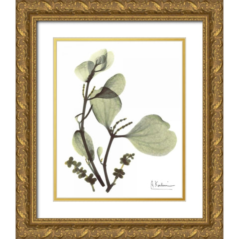 Mistle Toe in Green Gold Ornate Wood Framed Art Print with Double Matting by Koetsier, Albert