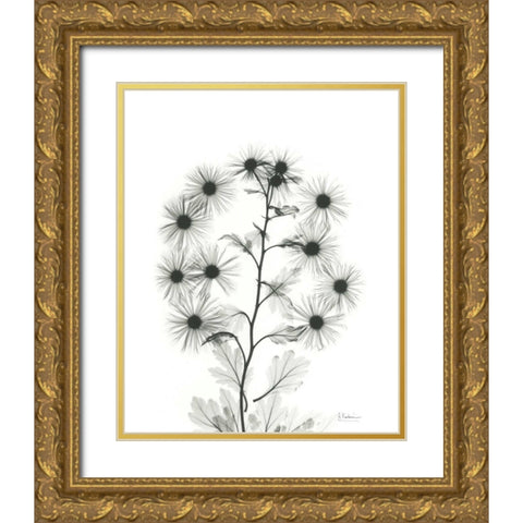 Chrysanthemum Bouquet Gold Ornate Wood Framed Art Print with Double Matting by Koetsier, Albert