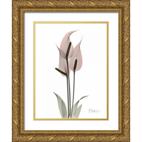 Pink Flamingo Gold Ornate Wood Framed Art Print with Double Matting by Koetsier, Albert