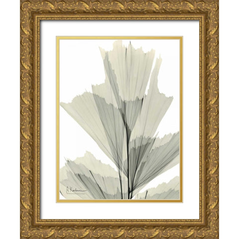 Fish Tail Palm Caryola Gold Ornate Wood Framed Art Print with Double Matting by Koetsier, Albert