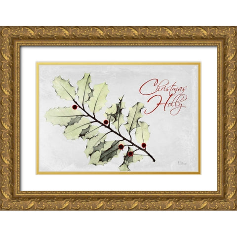 Xmas Holly L297 Gold Ornate Wood Framed Art Print with Double Matting by Koetsier, Albert