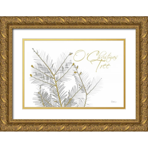 O Christmas Evergreen Gold Ornate Wood Framed Art Print with Double Matting by Koetsier, Albert