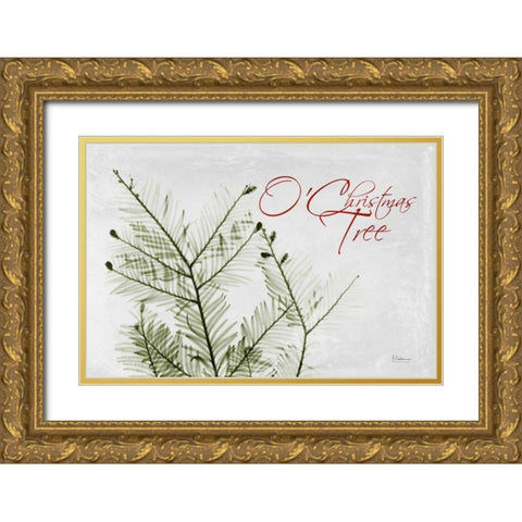 O Christmas Evergreen Gold Ornate Wood Framed Art Print with Double Matting by Koetsier, Albert