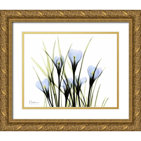 Bunched Crocus Gold Ornate Wood Framed Art Print with Double Matting by Koetsier, Albert