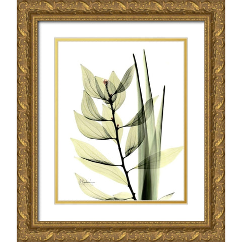 Leaf Composition Gold Ornate Wood Framed Art Print with Double Matting by Koetsier, Albert