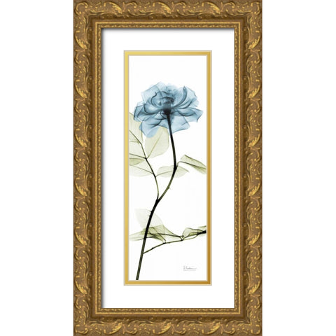 Long Blue Rose Gold Ornate Wood Framed Art Print with Double Matting by Koetsier, Albert