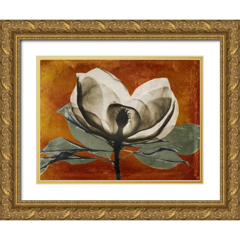 Magnolia Rust 1 Gold Ornate Wood Framed Art Print with Double Matting by Koetsier, Albert