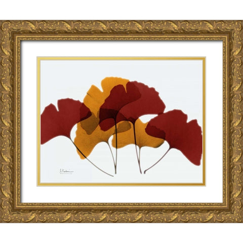 Gingko Fall Gold Ornate Wood Framed Art Print with Double Matting by Koetsier, Albert