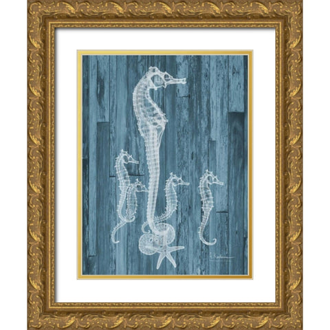 Seahorse Wood Gold Ornate Wood Framed Art Print with Double Matting by Koetsier, Albert