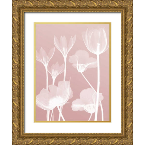 Pink Flora 2  Gold Ornate Wood Framed Art Print with Double Matting by Koetsier, Albert