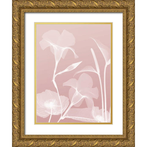 Pink Flora 4 Gold Ornate Wood Framed Art Print with Double Matting by Koetsier, Albert