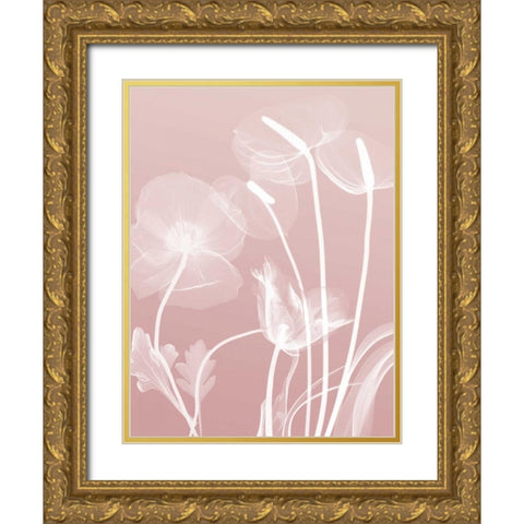 Pink Flora 6 Gold Ornate Wood Framed Art Print with Double Matting by Koetsier, Albert
