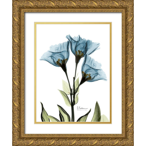 Gentian Sapphire NuetBlue Gold Ornate Wood Framed Art Print with Double Matting by Koetsier, Albert