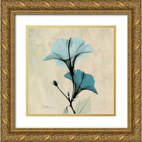 Hibiscus Gold Ornate Wood Framed Art Print with Double Matting by Koetsier, Albert