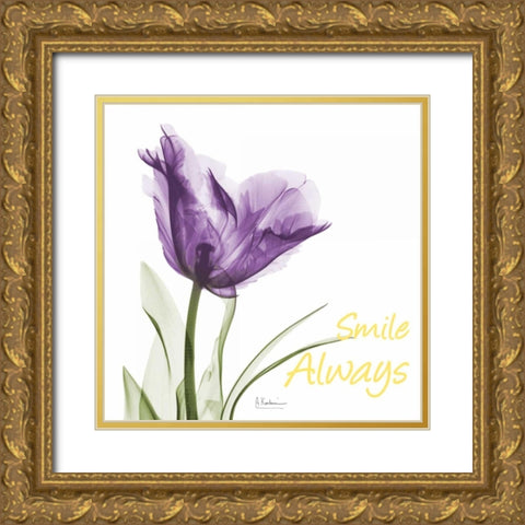 Smile Always Tulip Gold Ornate Wood Framed Art Print with Double Matting by Koetsier, Albert