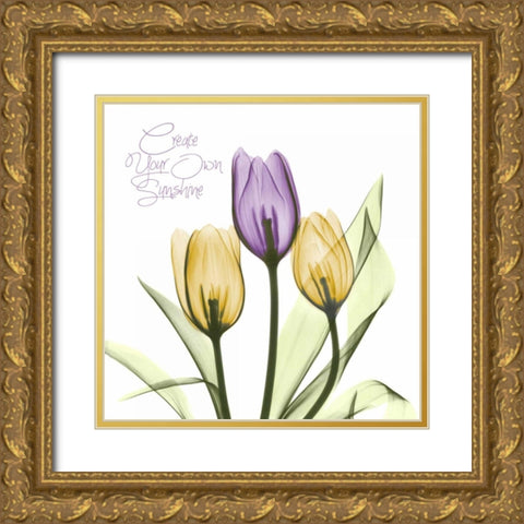 Purple Sunshine Tulips Gold Ornate Wood Framed Art Print with Double Matting by Koetsier, Albert
