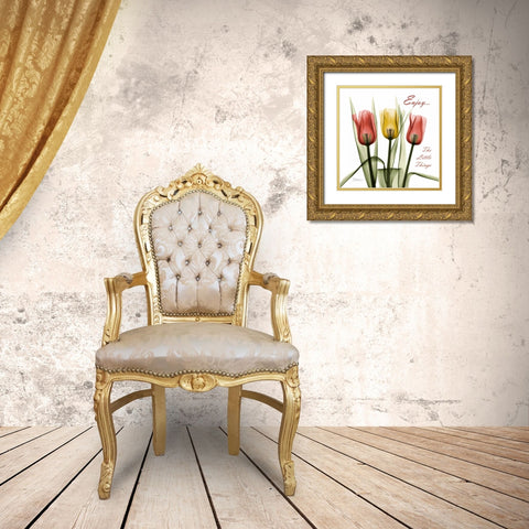 Tulips Enjoy The Little Things Gold Ornate Wood Framed Art Print with Double Matting by Koetsier, Albert