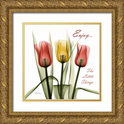 Tulips Enjoy The Little Things Gold Ornate Wood Framed Art Print with Double Matting by Koetsier, Albert