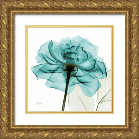 Teal Rose Gold Ornate Wood Framed Art Print with Double Matting by Koetsier, Albert