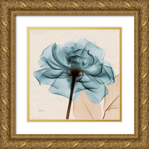 Teal Rose Gold Ornate Wood Framed Art Print with Double Matting by Koetsier, Albert