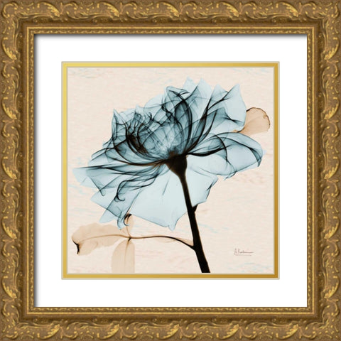 Teal Rose 2 Gold Ornate Wood Framed Art Print with Double Matting by Koetsier, Albert