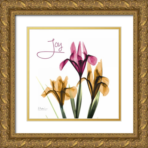 Pink Iris Joy Gold Ornate Wood Framed Art Print with Double Matting by Koetsier, Albert