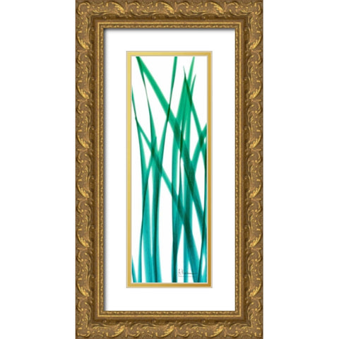 Snow Drop Flowing Blue Green Gold Ornate Wood Framed Art Print with Double Matting by Koetsier, Albert