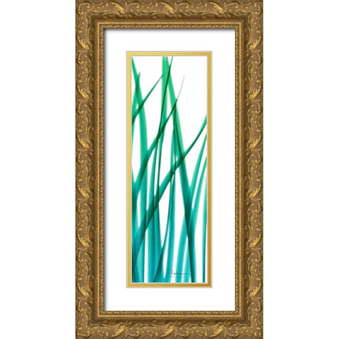 Snow Drop Flowing Blue Green 2 Gold Ornate Wood Framed Art Print with Double Matting by Koetsier, Albert