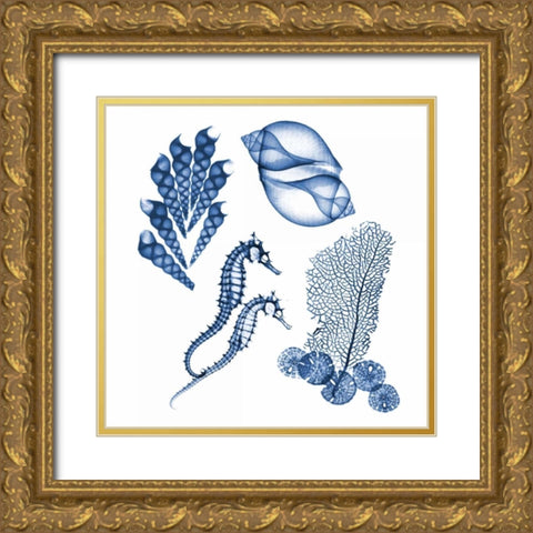 Blue Assortment One Gold Ornate Wood Framed Art Print with Double Matting by Koetsier, Albert