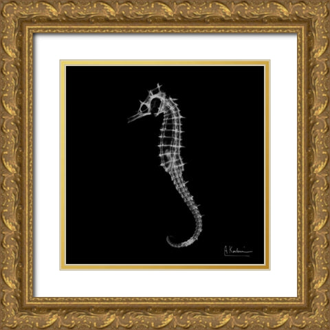 Seahorse In The Dark Gold Ornate Wood Framed Art Print with Double Matting by Koetsier, Albert