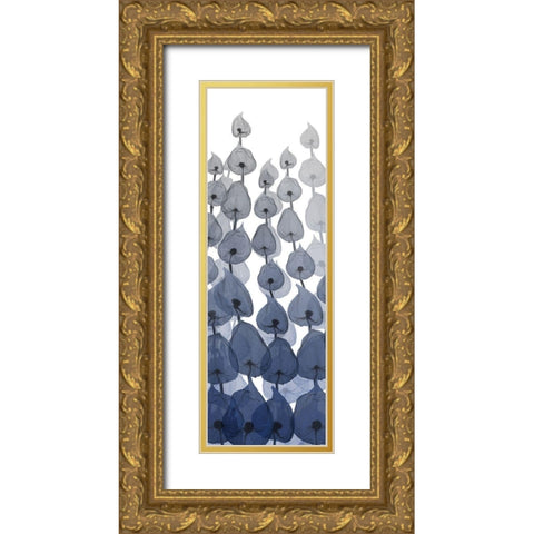 Sapphire Blooms On White 3 Gold Ornate Wood Framed Art Print with Double Matting by Koetsier, Albert