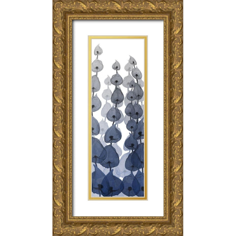 Sapphire Blooms On White 4 Gold Ornate Wood Framed Art Print with Double Matting by Koetsier, Albert