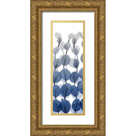 Sapphire Blooms On White 1 Gold Ornate Wood Framed Art Print with Double Matting by Koetsier, Albert