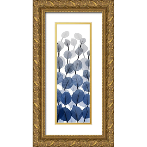 Sapphire Blooms On White 2 Gold Ornate Wood Framed Art Print with Double Matting by Koetsier, Albert