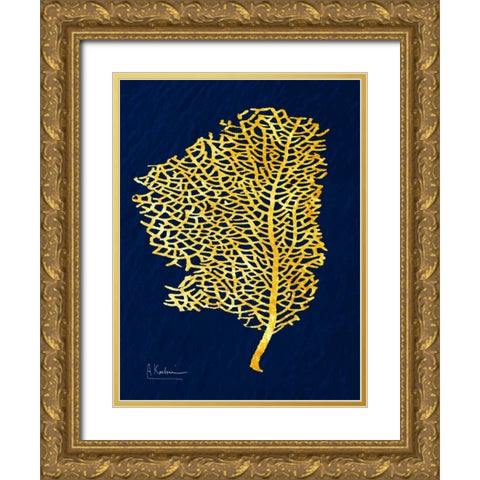 Golden Sea Fan Gold Ornate Wood Framed Art Print with Double Matting by Koetsier, Albert