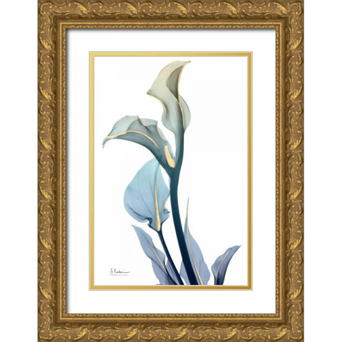 Gold Splash Calla Lily 1 Gold Ornate Wood Framed Art Print with Double Matting by Koetsier, Albert