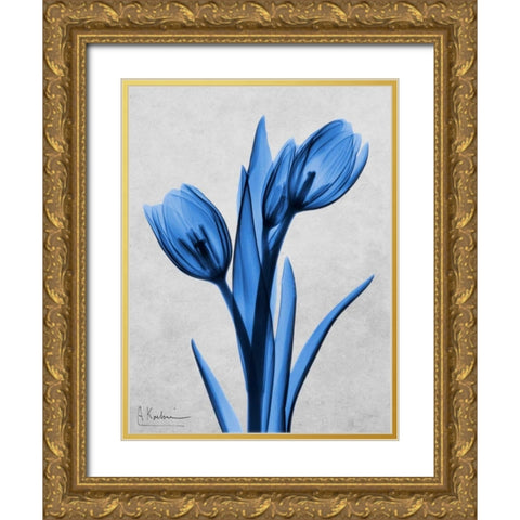 Midnight Tulips Gold Ornate Wood Framed Art Print with Double Matting by Koetsier, Albert