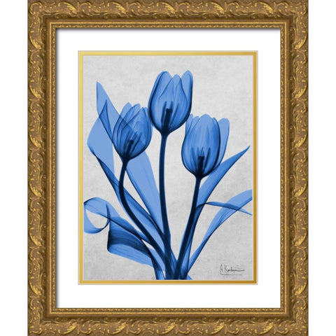 Midnight Tulips 2 Gold Ornate Wood Framed Art Print with Double Matting by Koetsier, Albert