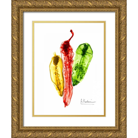 Peppers Picante Gold Ornate Wood Framed Art Print with Double Matting by Koetsier, Albert