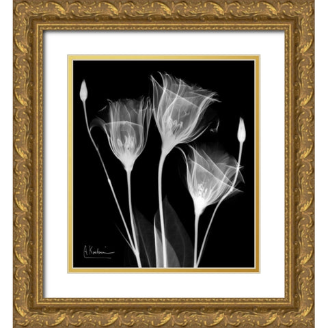 Gentle Gentian Gold Ornate Wood Framed Art Print with Double Matting by Koetsier, Albert