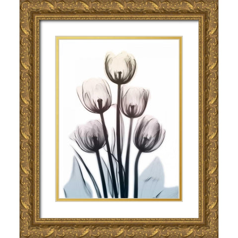 Springing Tulips 2 Gold Ornate Wood Framed Art Print with Double Matting by Koetsier, Albert