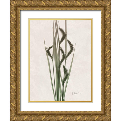 Aged Oat Grass Gold Ornate Wood Framed Art Print with Double Matting by Koetsier, Albert