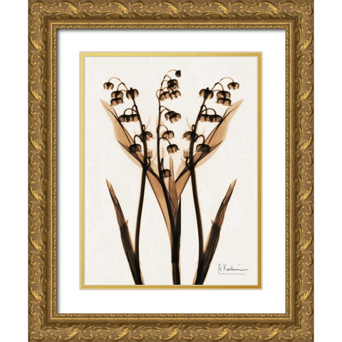 ged Lily Of The Valley Gold Ornate Wood Framed Art Print with Double Matting by Koetsier, Albert