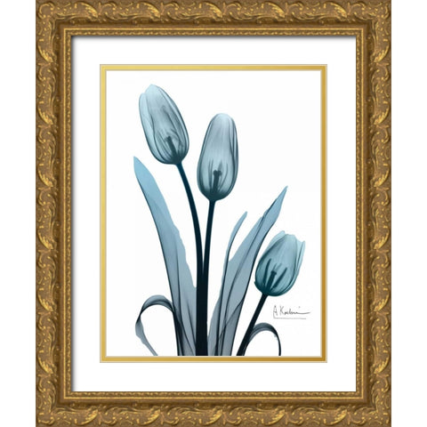 Midnight Sky Tulip Trio Gold Ornate Wood Framed Art Print with Double Matting by Koetsier, Albert